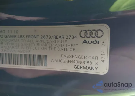 2011 Audi S5 3.0 Premium Plus z USA, uszkodzony, nr VIN WAUCGAFH4BN008813